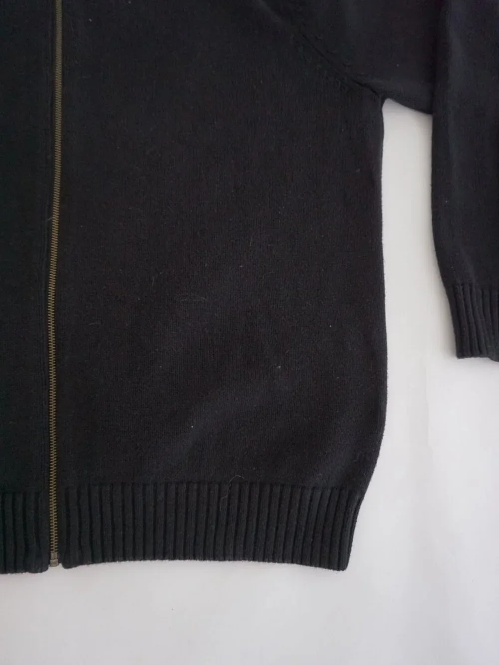 Vintage Denver Hayes Black Full Zip Knit Sweater Ribbed Collar Minimal Classic L - Picture 5 of 10